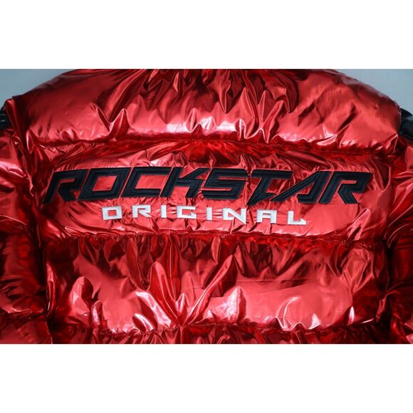 Rockstar Original Men's Sz 2XL Metallic Red Alasia Hooded Puffer Jacket - Picture 10 of 16